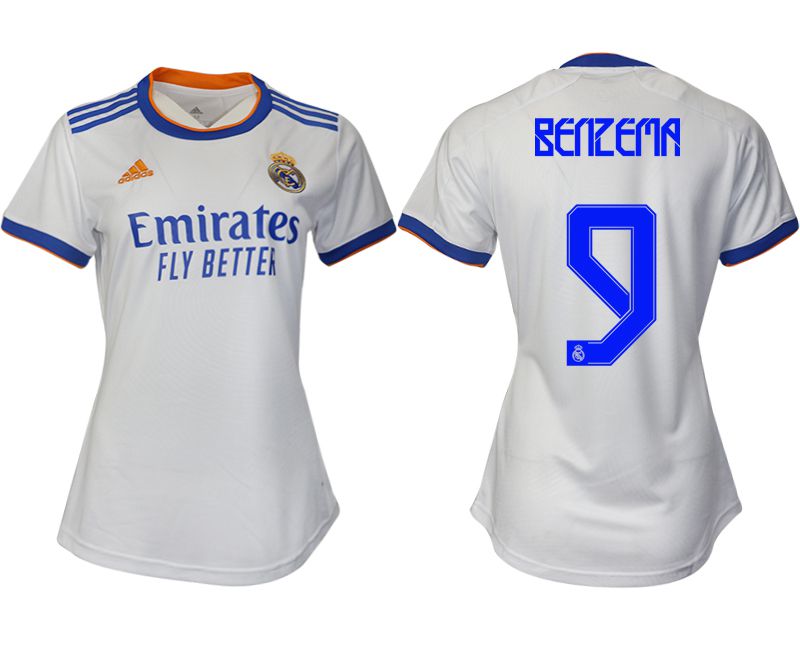 Women 2021-2022 Club Real Madrid home aaa version white #9 Soccer Jerseys